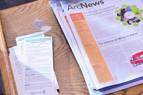 News and pamphlets available in the lobby of the Refugee Services Office.